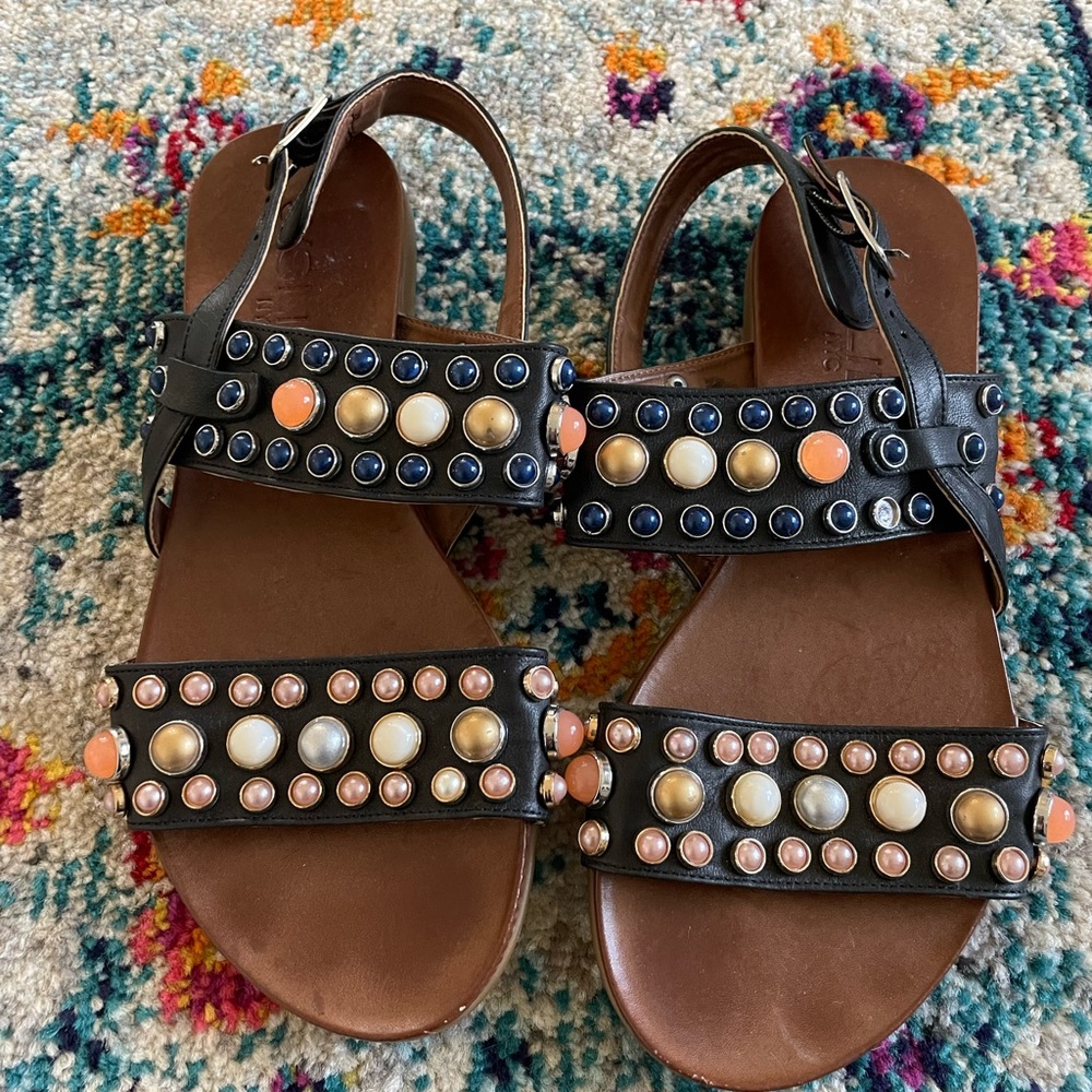 J/Slides beaded Flat Sandals size 36